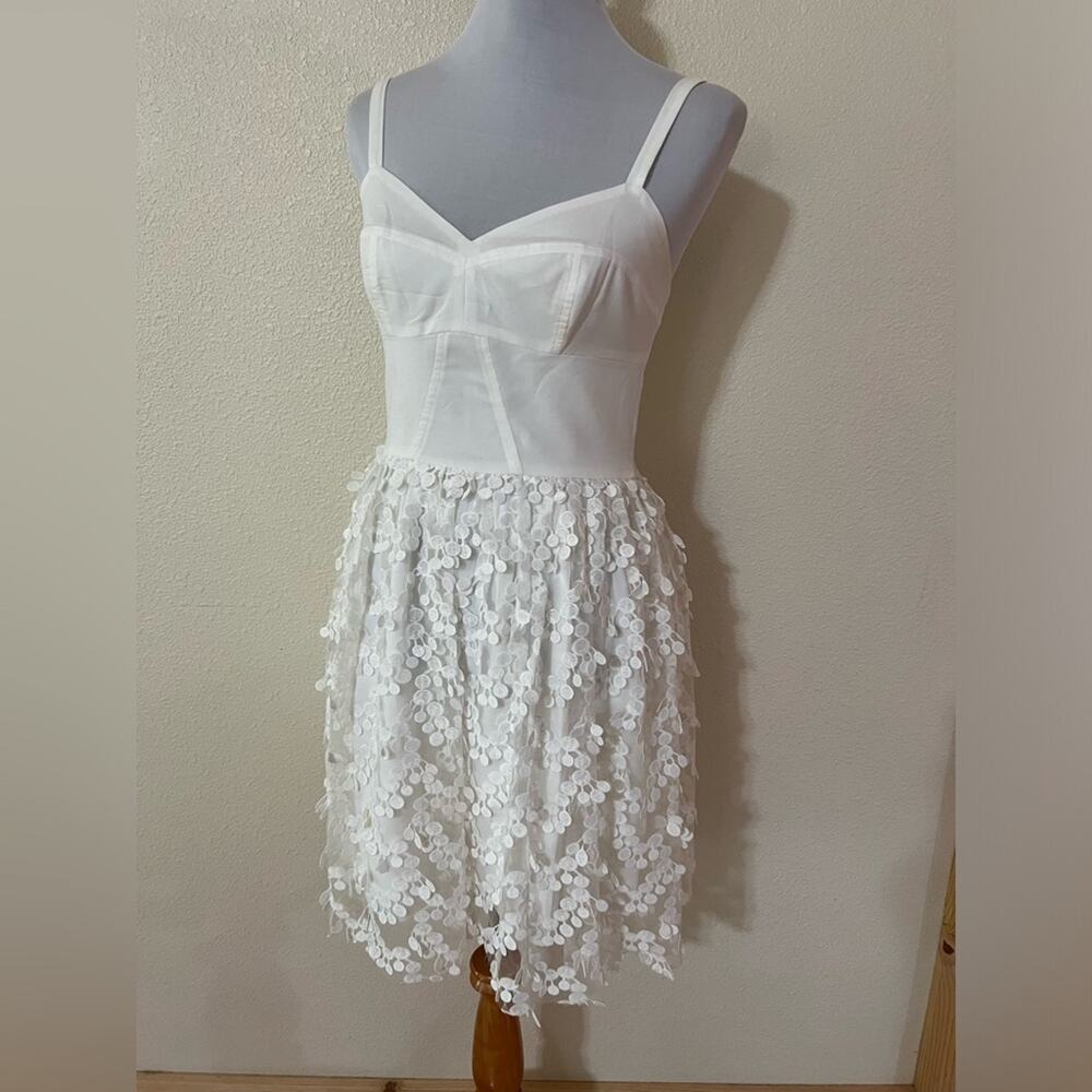 Amanda Uprichard white confetti lace fit and flare dress NEW MEDIUM